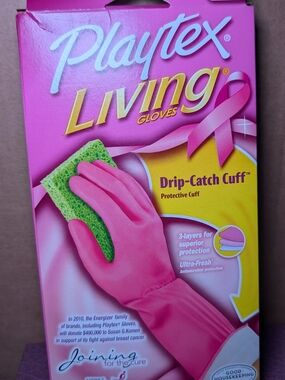 Playtex Living Pink Drip-Catch Cuff Cleaning Gloves